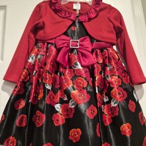 Youngland & Hm Dress Bundle. Red and Black Floral Dress Tulle Bow Dress 2T